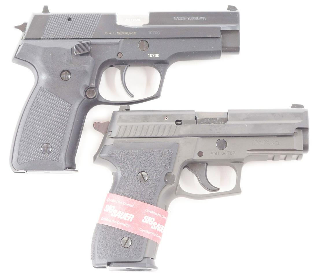 (M) LOT OF TWO: ZASTAVA CZ-99 AND SIG SAUER P229: Lot consists of (A) CZ-99 made in Yugoslavia and influenced by SIG designs. Three dot white combat sights, ambidextrous magazine release and decocker, serrated front strap. Import marked on right side