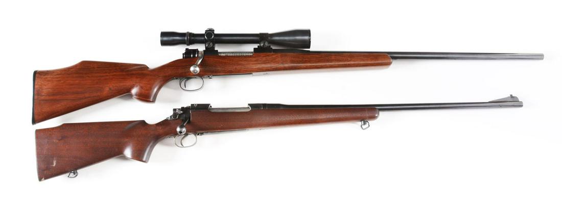 (C) LOT OF 2: BOLT ACTION RIFLES.: Lot consists of: (A) Custom Remington Model 1917. The Enfield action has been rebarreled, the metal reblued and a custom rear peep sight replaces the military type. A drop in walnut stock with plain p