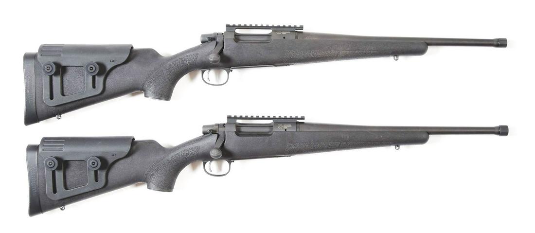 (M) LOT OF TWO: REMINGTON AAC MODEL 7 BOLT ACTION: Lot consists of (A) Remington Model 7 .300 Blackout by Advanced Armament Corporation. 5R rifling. 16" threaded barrel with 1 in 7 twist, with cap, adjustable cheekpiece, sling swivel studs and an opti