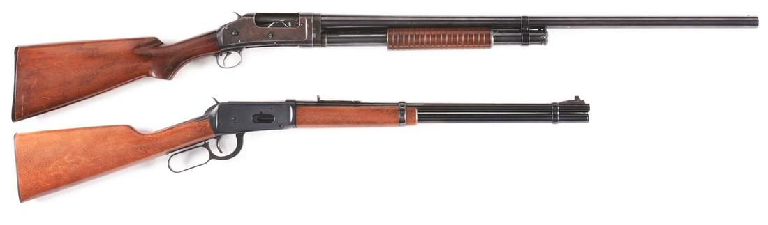 (M) LOT OF 2: WINCHESTER MODEL 1894 CARBINE AND: Lot consists of: (A) Model 1894 Winchester carbine manufactured 1966. Standard model that features full magazine, twin barrel bands, ramp front sight, sporting rear sight (missing elevator), blue fini