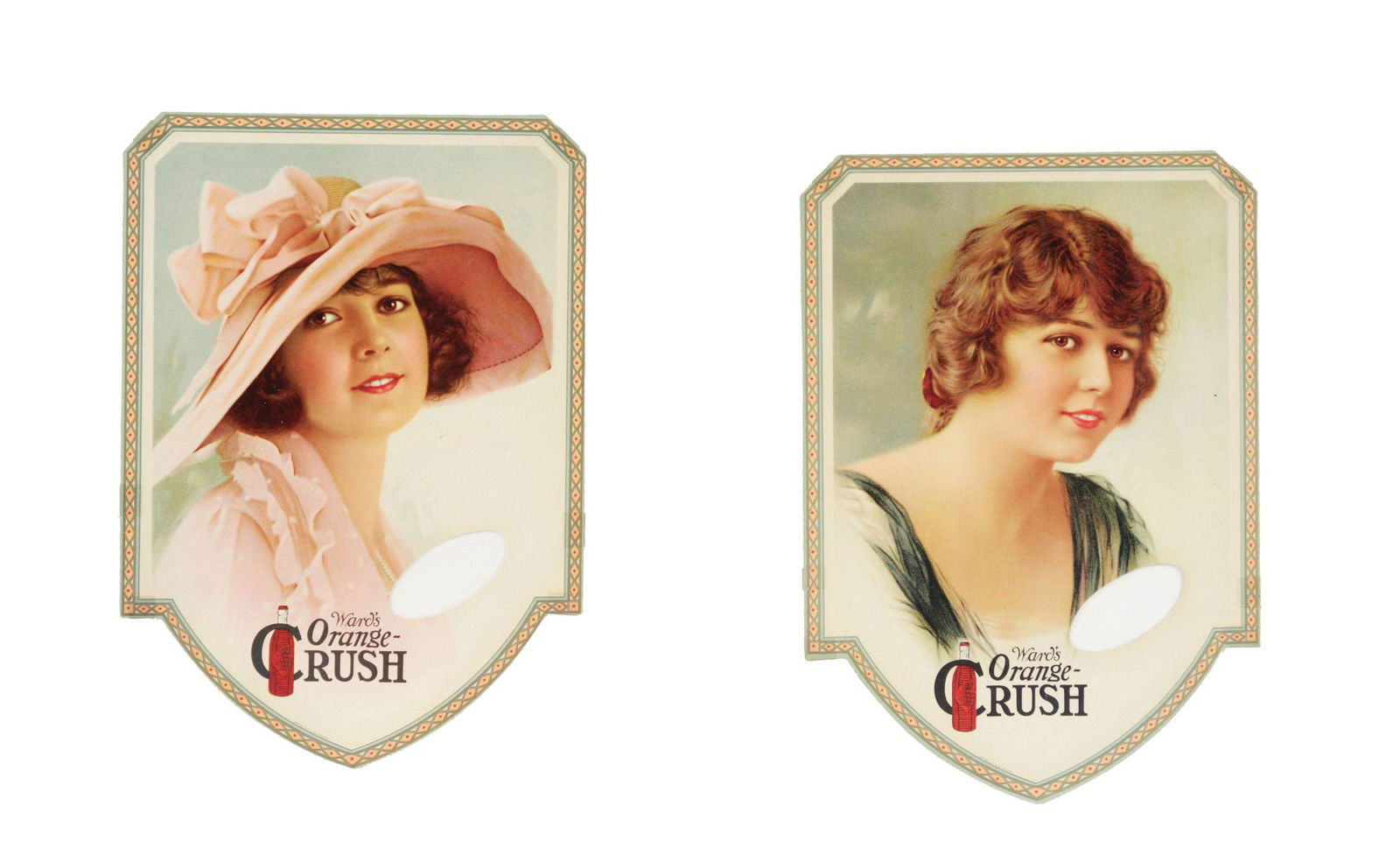 Lot of 2: 1920s Orange Crush Hand Fans. (1 of 1)