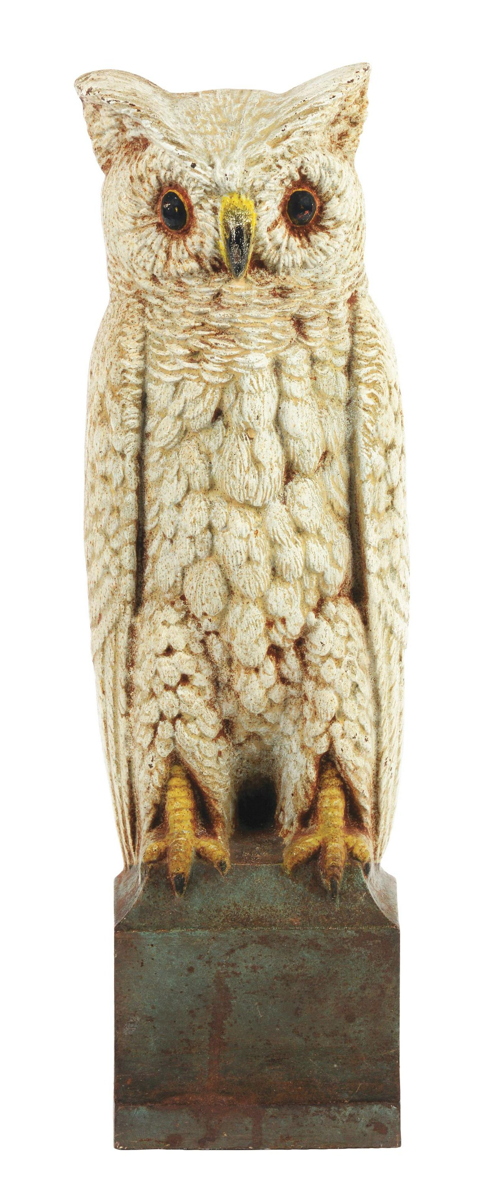 Cast-Iron Snowy Owl on Pedestal B&H Doorstop. (1 of 3)
