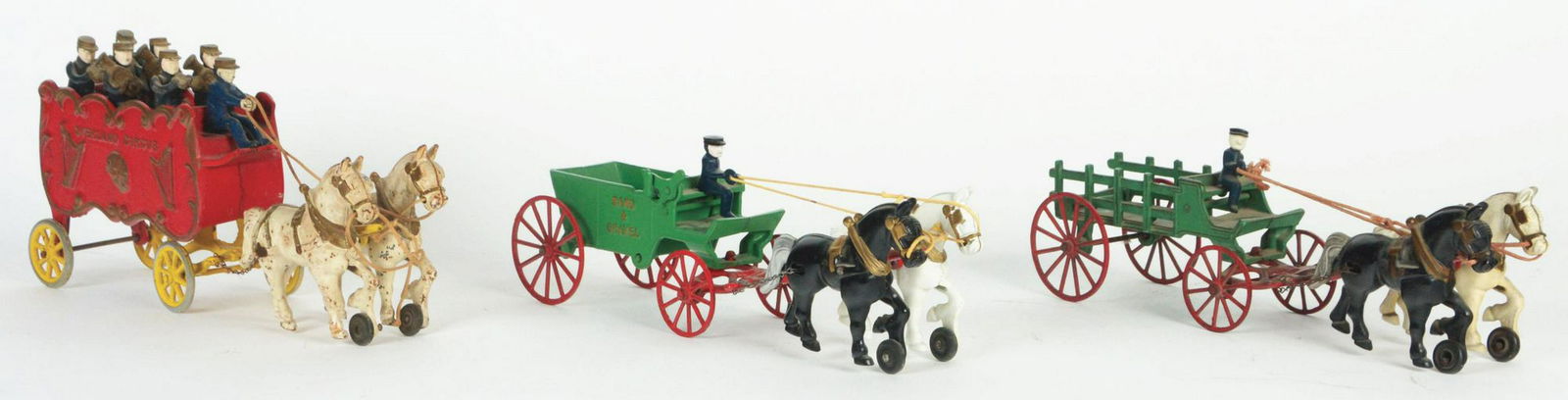 Lot of 3: Kenton Horse-Drawn Cast-Iron Toys. (1 of 2)