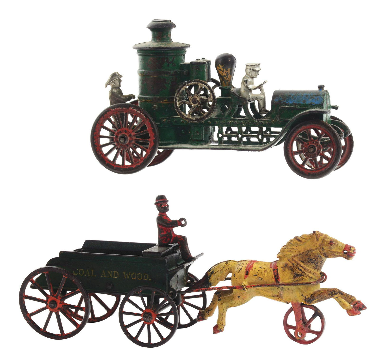 Lot of 2: Green Pumper & Cast-Iron Harris Coal & Wood (1 of 2)
