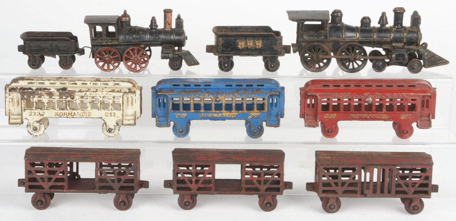 Lot of 10: Cast-Iron Floor Train by Hubley, Dent & (1 of 1)