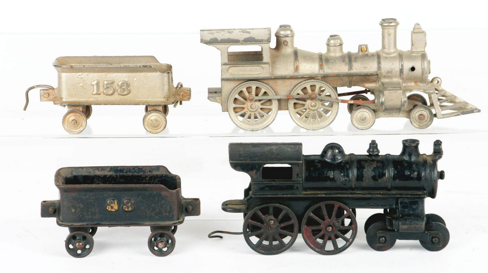 Ideal Nickel Plated Steam Locomotive with Matching: Ideal nickel plated Steam Locomotive and matching Tender is complete and all original, has some flaking on the plating, it is overall in very good to excellent condition. Along with this lot is an unk