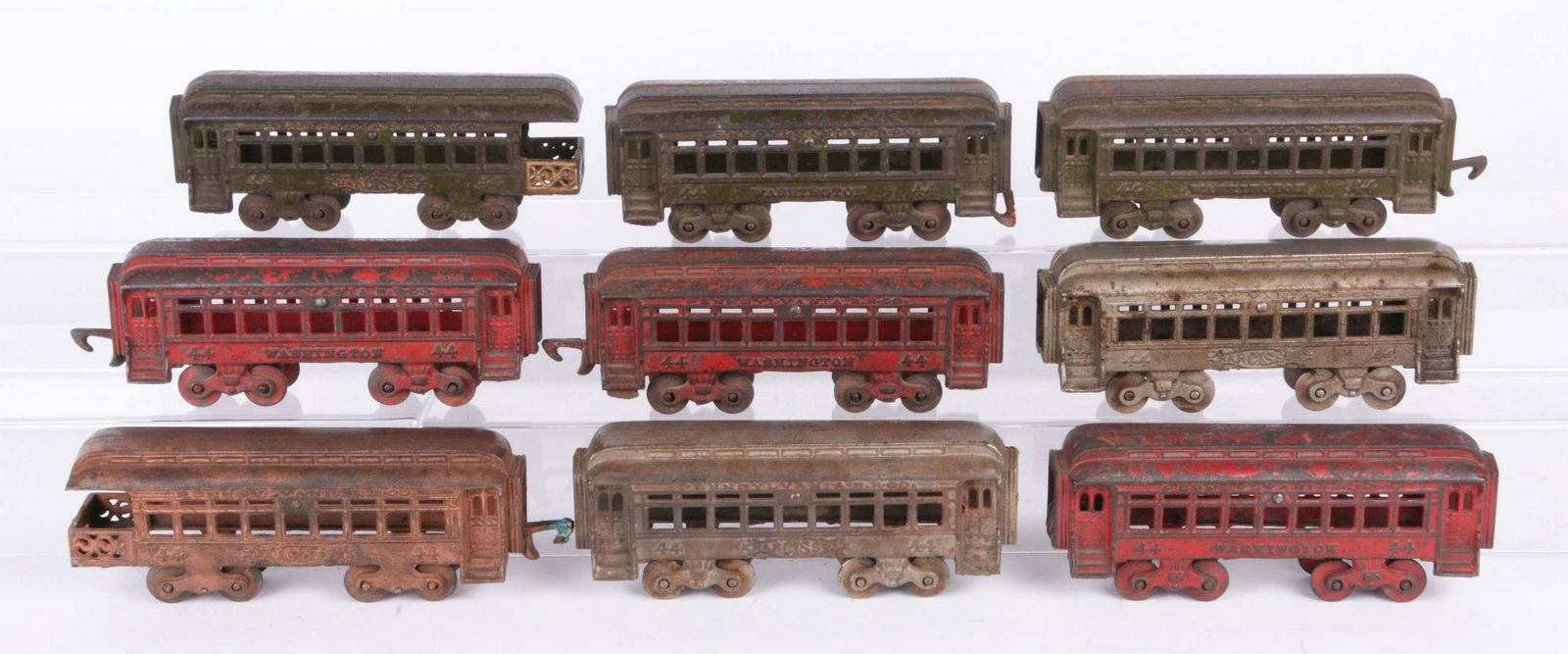 Lot of 9: Hubley Cast-Iron Passenger Car Floor Toys. (1 of 1)