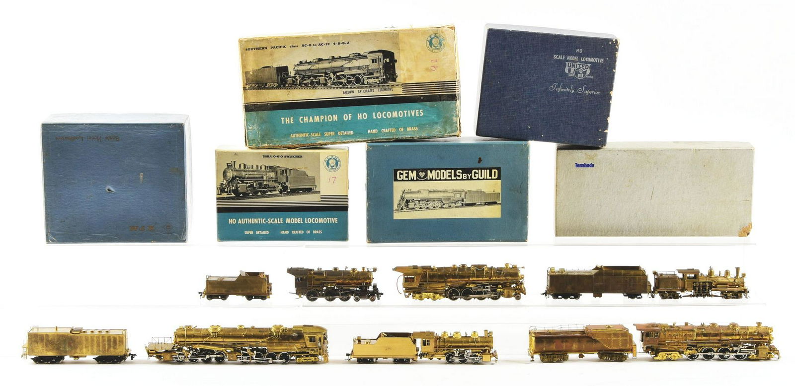 Lot of 6: Japanese Brass HO Train Engines & Tenders. (1 of 2)
