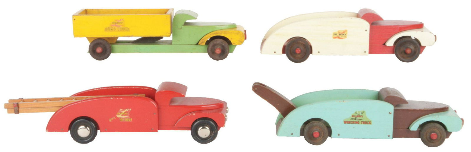 Lot of 4: Buddy L Wooden Trucks. (1 of 1)