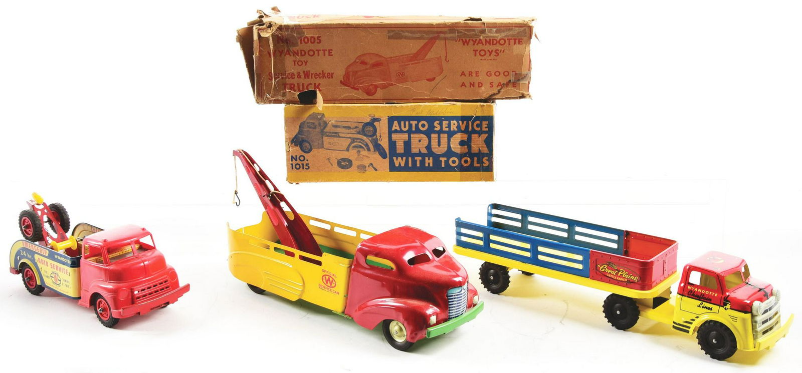 Lot of 3: Pressed Steel & Plastic Wyandotte Toy Trucks. (1 of 2)