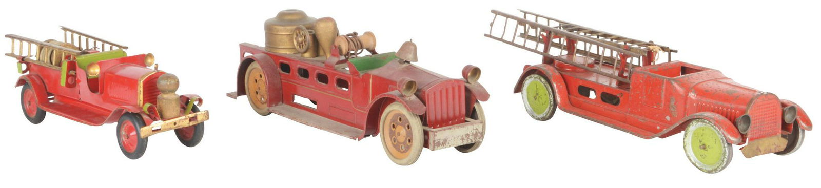 Lot of 3: Pressed Steel Fire Trucks. (1 of 2)