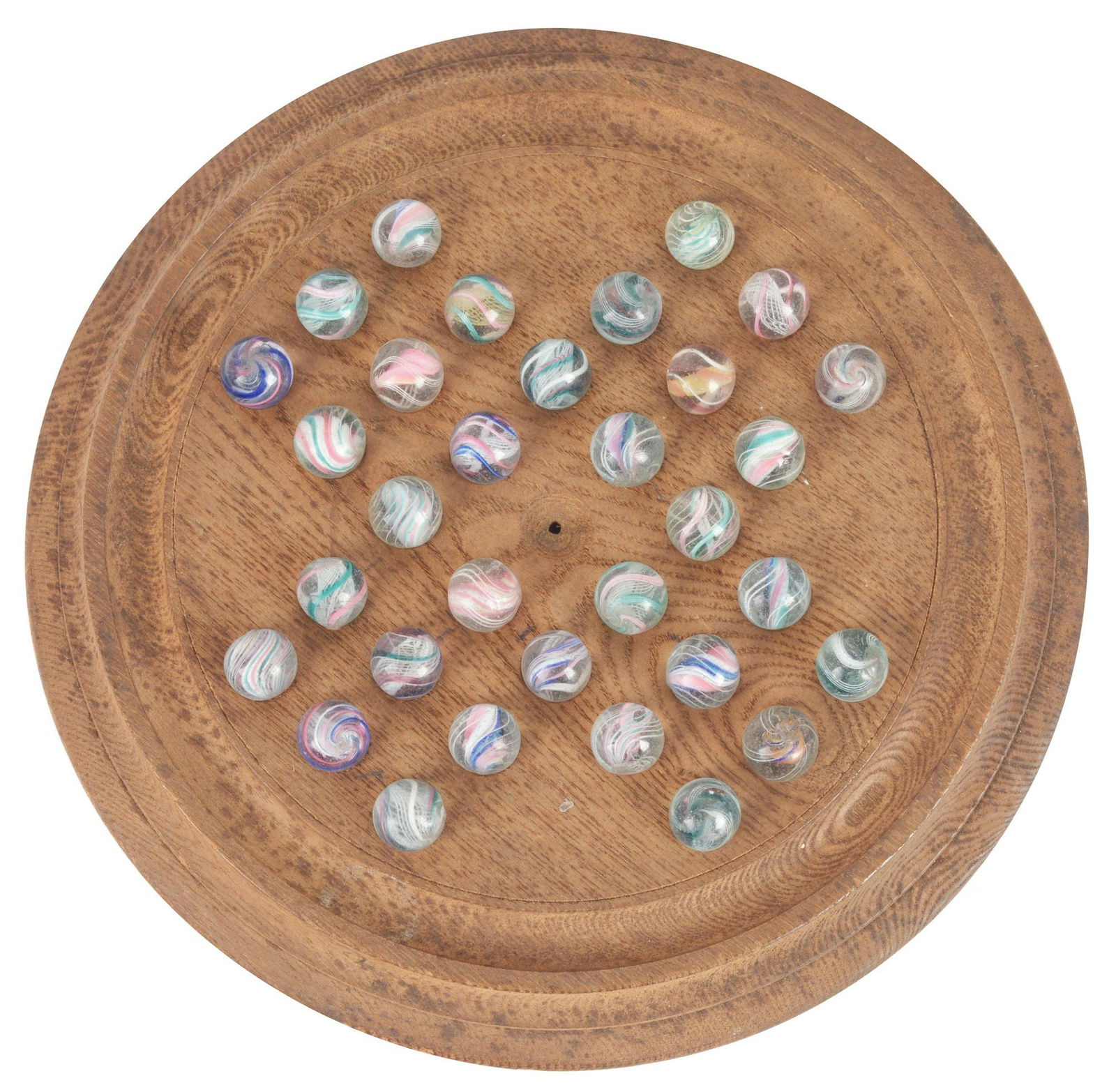 Solitaire Board of Marbles with Original German Swirls. (1 of 2)