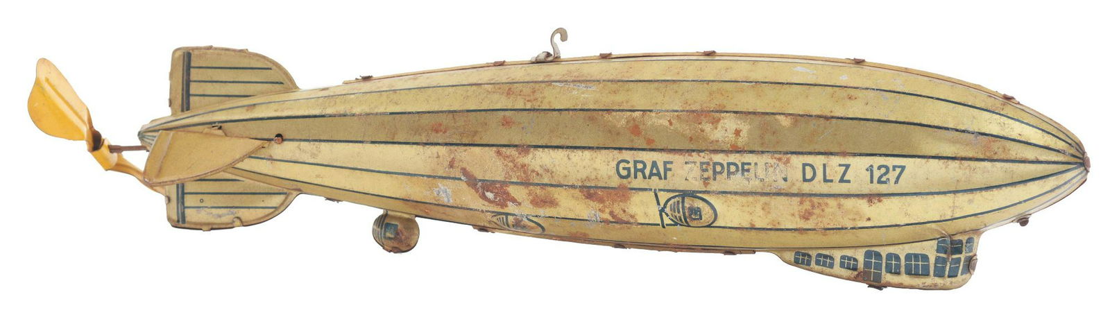 German Tin-Litho Wind-Up Tippco Zeppelin Toy. (1 of 2)