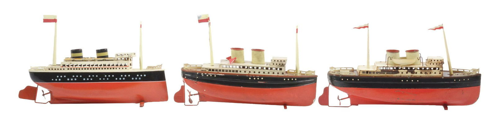 Lot of 3: German Tin Wind-Up Boats. (1 of 2)
