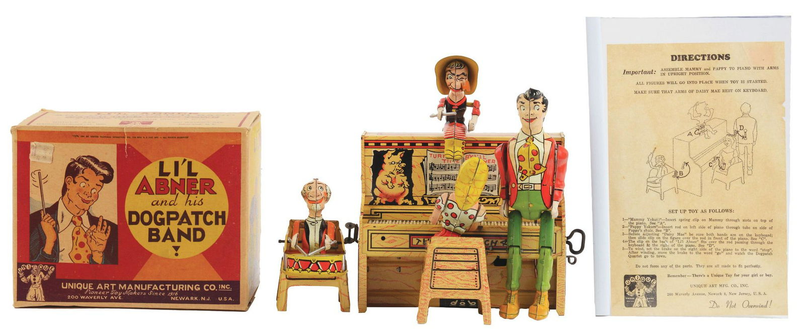 Unique Art Tin-Litho Wind-Up Li'l Abner & His Dogpatch (1 of 3)