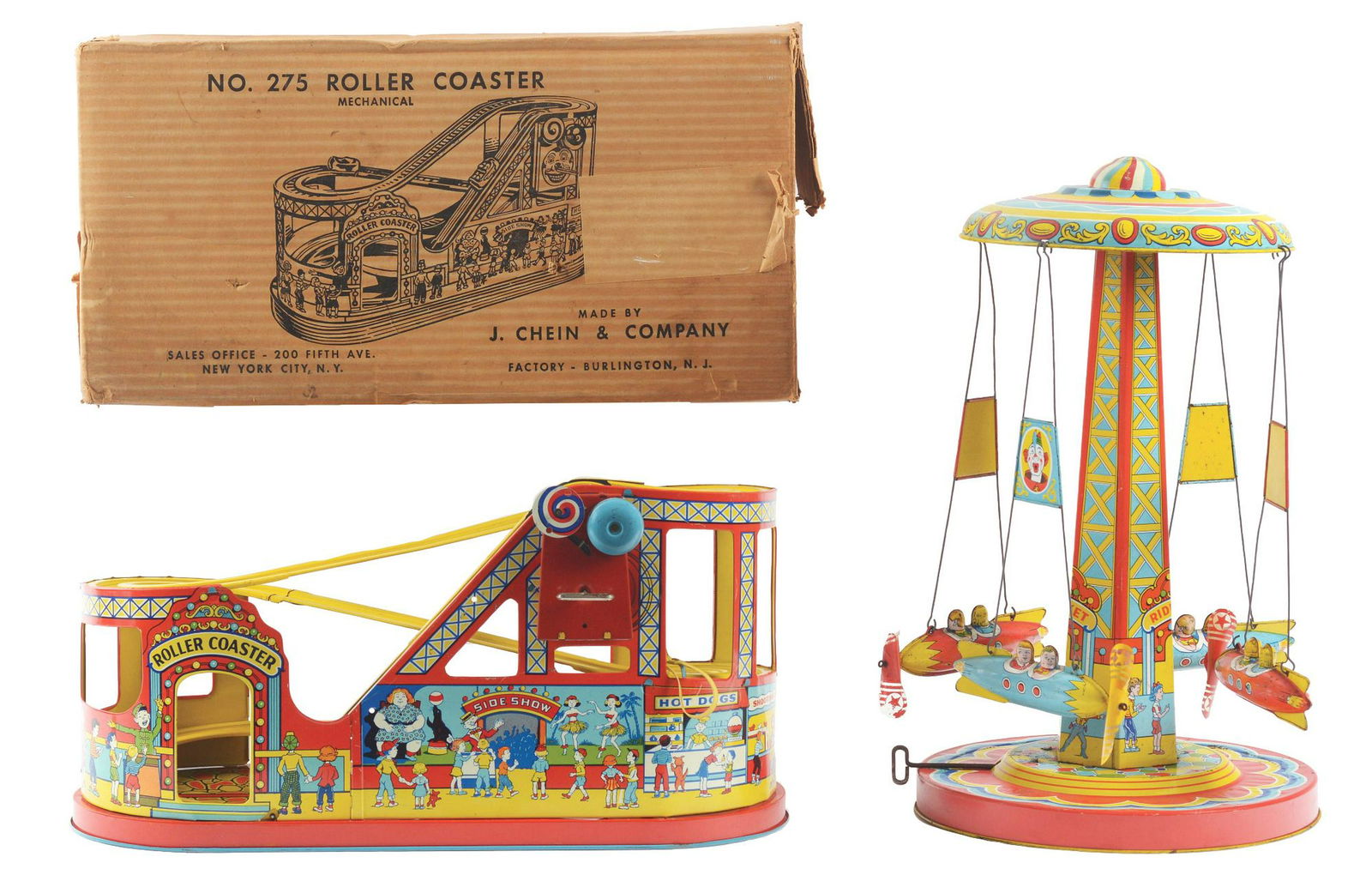 Lot of 2: Chein Tin-Litho Wind-Up Amusement Park Toys. (1 of 2)