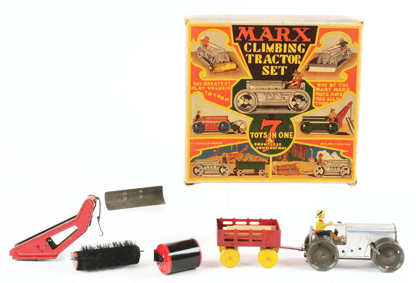 Very Unusual Marx Tin-Litho Climbing Tractor Set. (1 of 1)