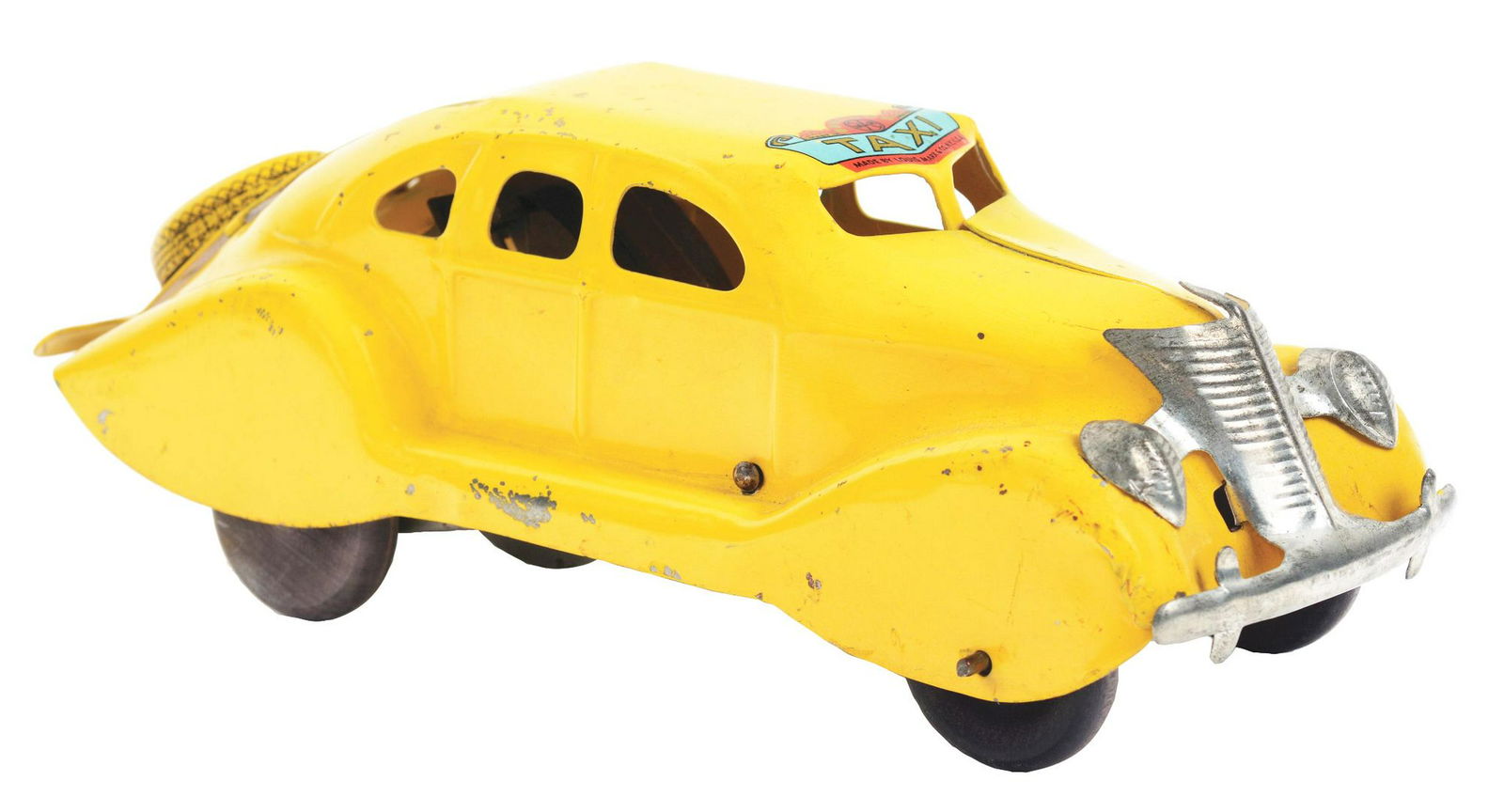 Very Scarce Pressed Steel Marx Taxi Automobile Toy. (1 of 2)