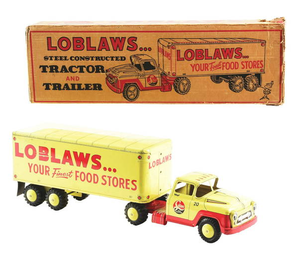 Pressed Steel Marx Loblaws Tractor & Trailer Box Truck.