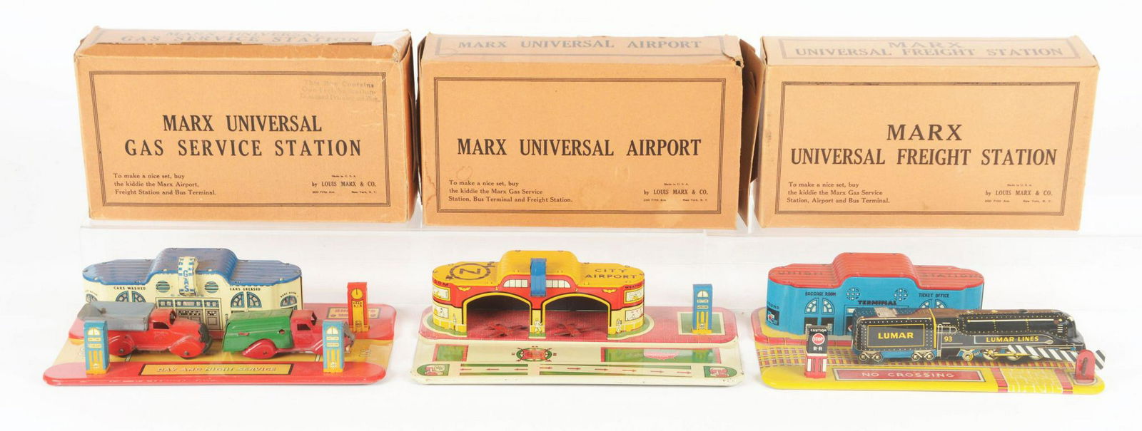 Lot of 3: Marx Tin-Litho Station Sets. (1 of 1)
