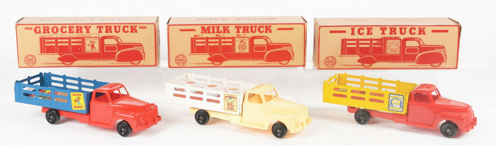 Lot of 3: Marx Pressed Steel & Plastic Delivery Trucks. (1 of 2)