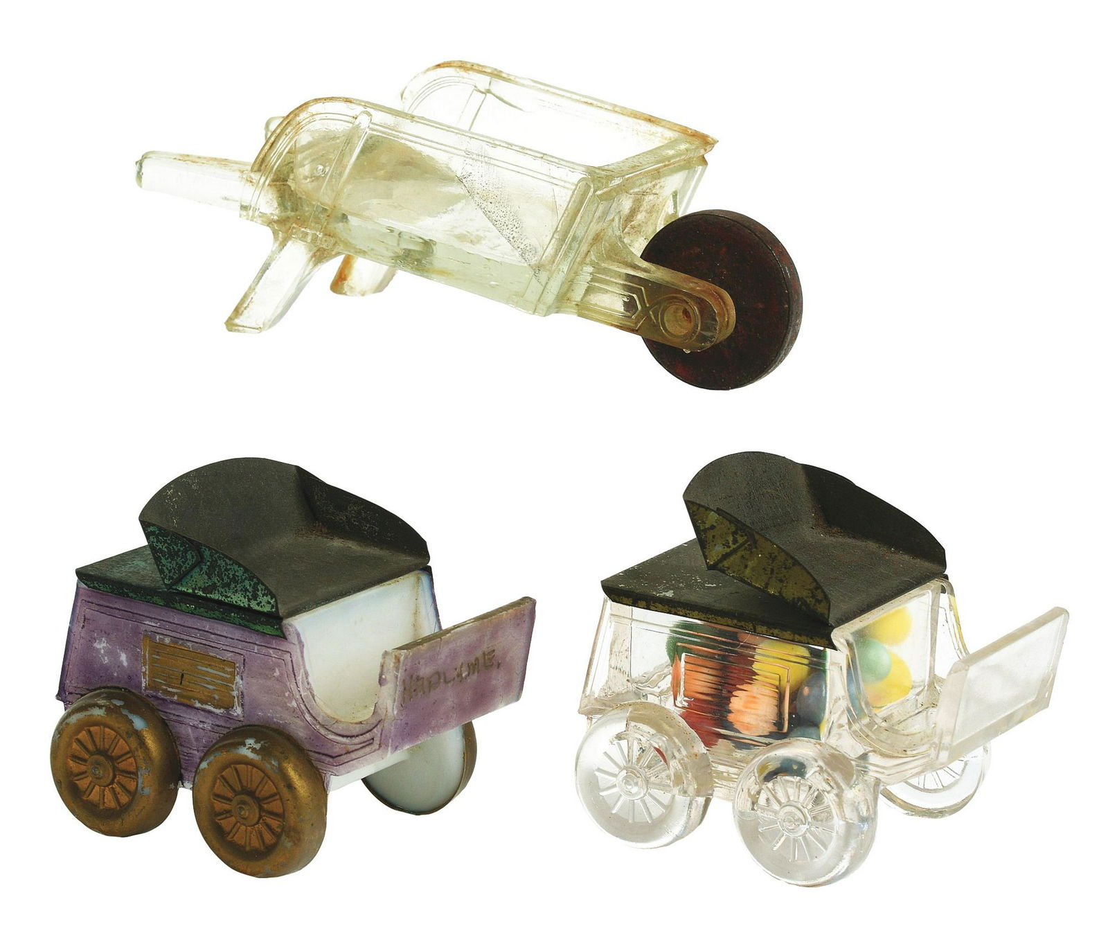 Lot of 3: Wagon Candy Containers. (1 of 2)