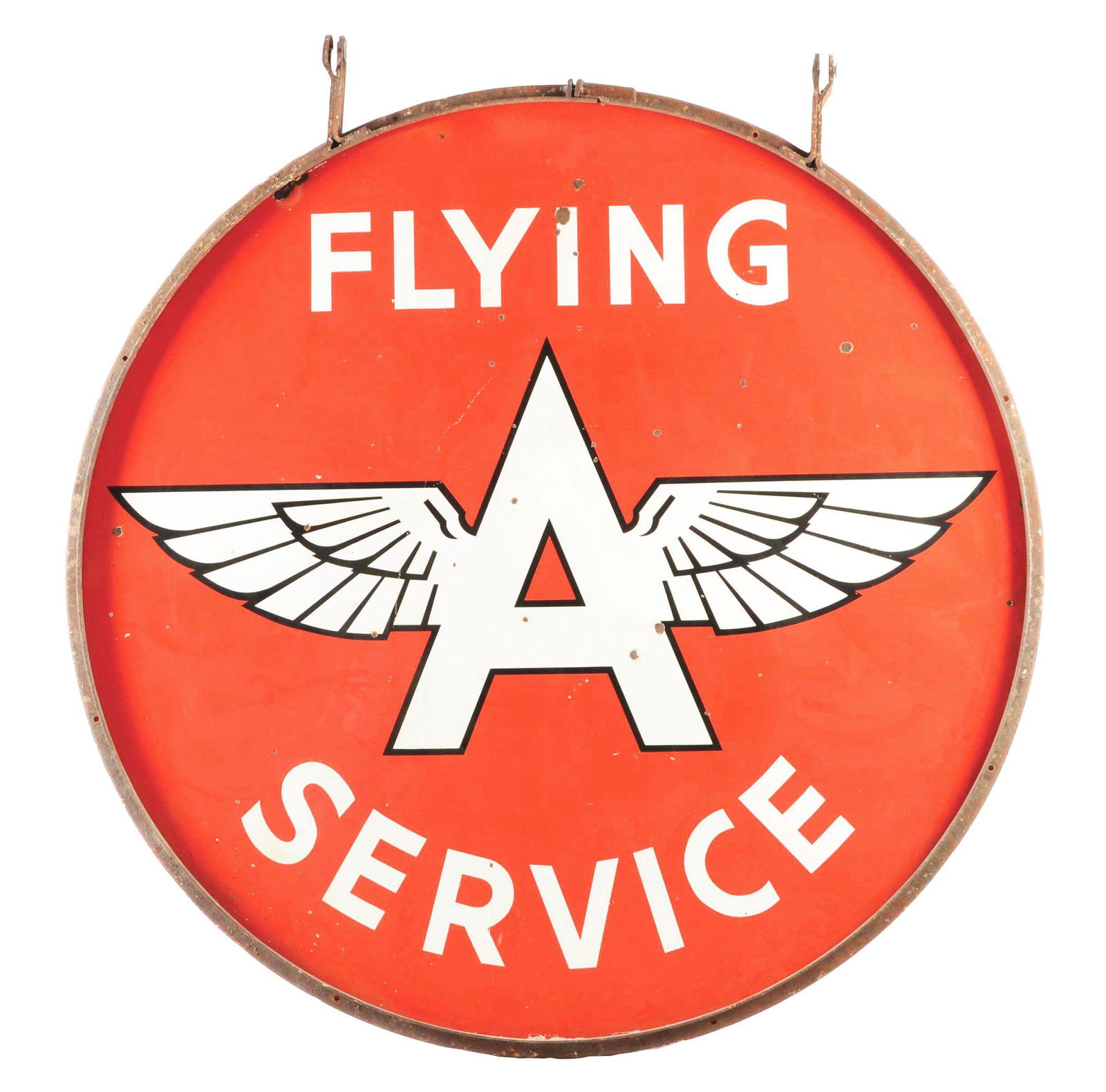 Flying A Service Large Porcelain Sign W/ Original (1 of 2)