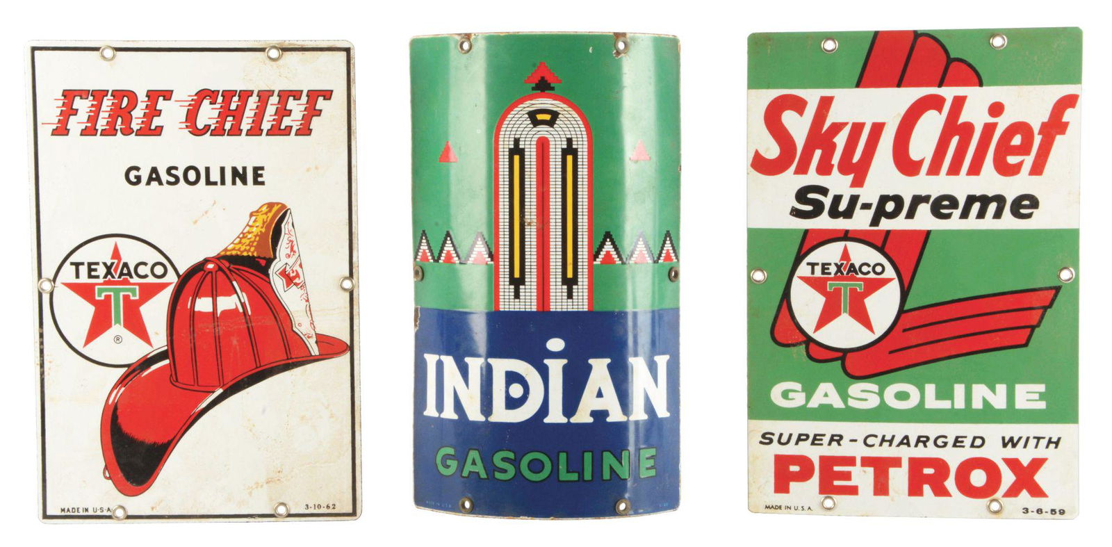 Lot Of 3: Texaco & Indian Gasoline Porcelain Pump (1 of 2)