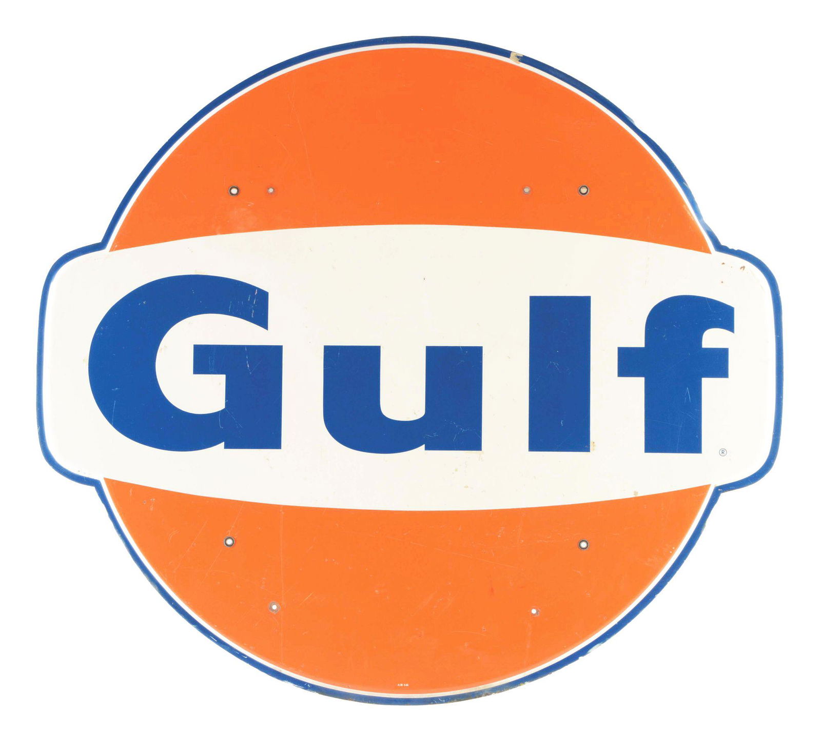 Gulf Gasoline Die Cut Tin Sign W/ Self Framed Edge. (1 of 2)