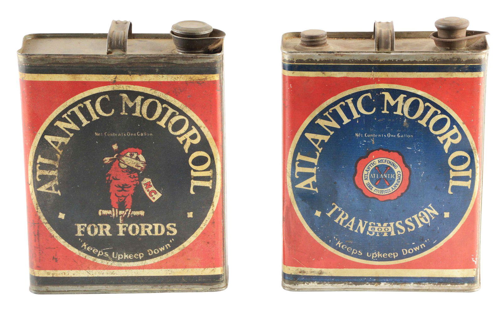 Lot Of Two: Atlantic Motor Oil One Cans. (1 of 2)