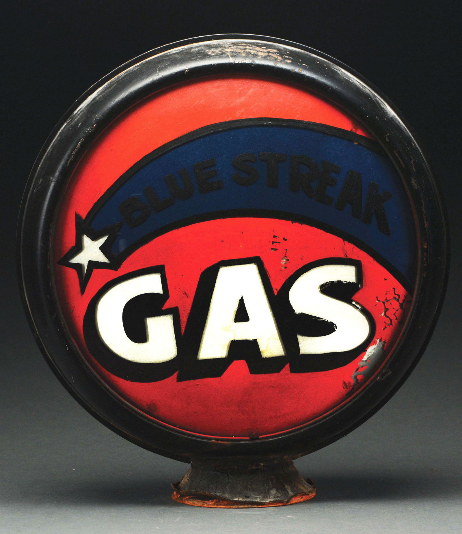 Blue Streak Gasoline 15" Complete Globe On Original (1 of 2)