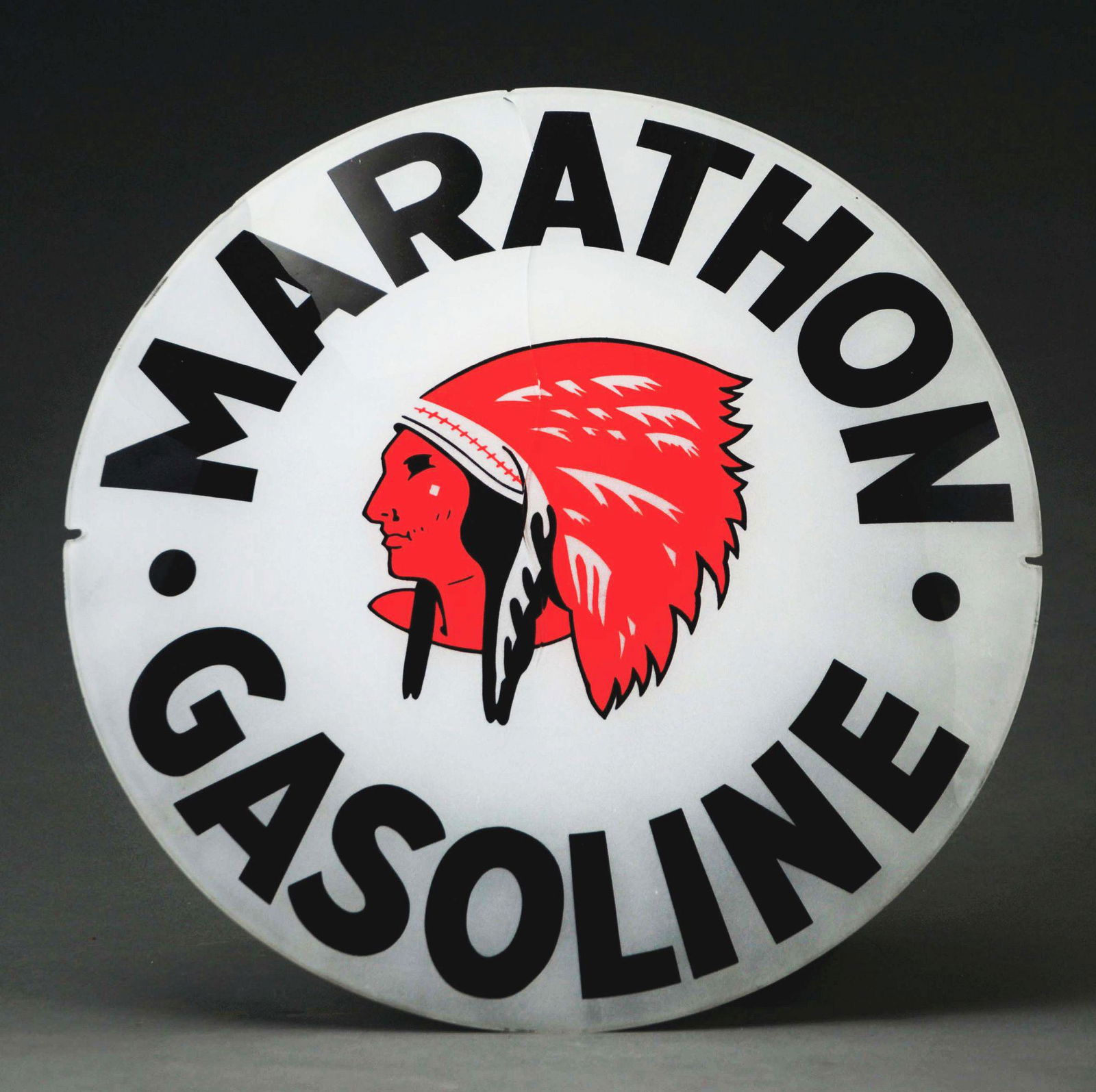 Rare Red Indian Marathon Gasoline Single 13.5" Globe (1 of 1)