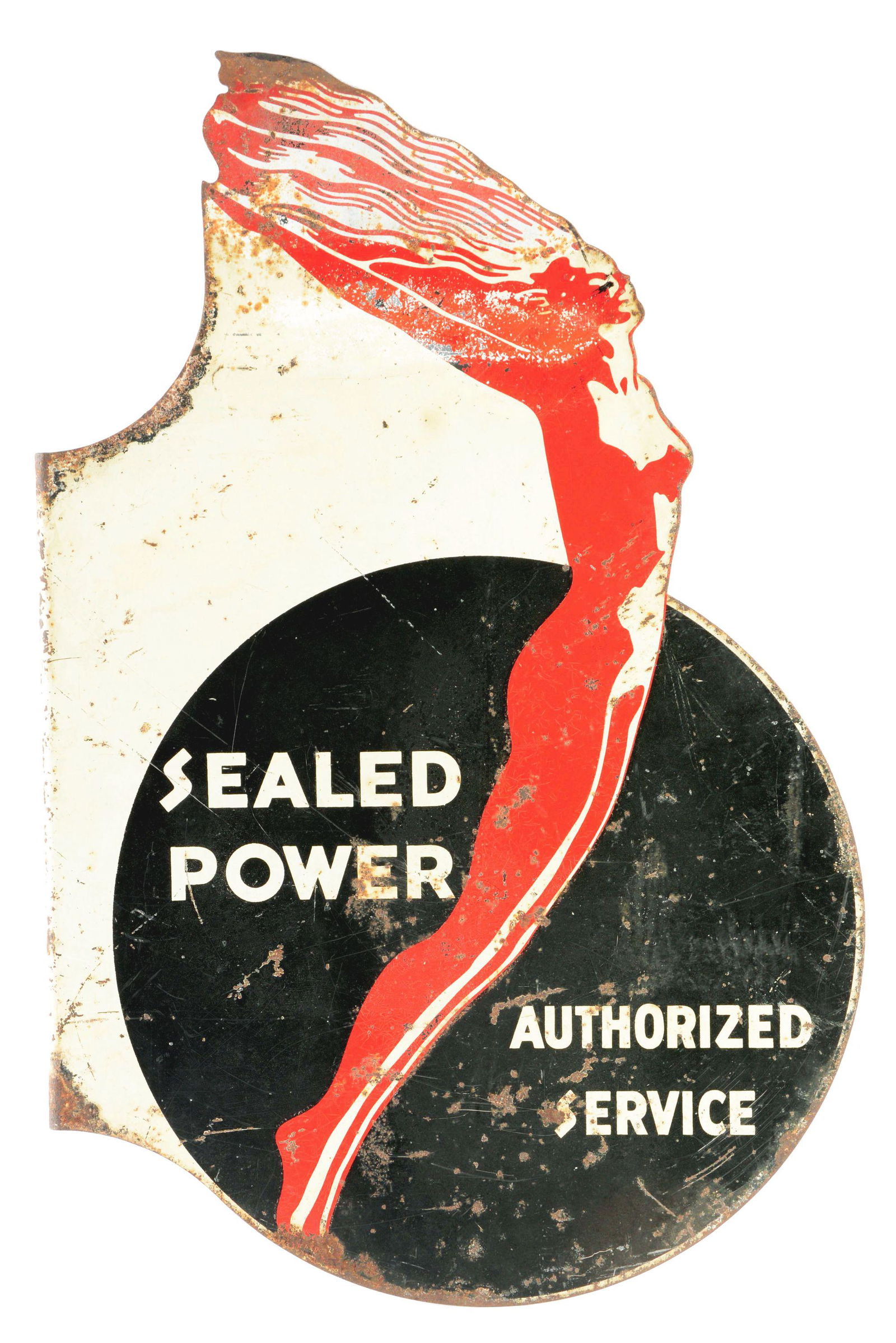 Sealed Power Piston Rings Die Cut Tin Flange Sign. (1 of 2)