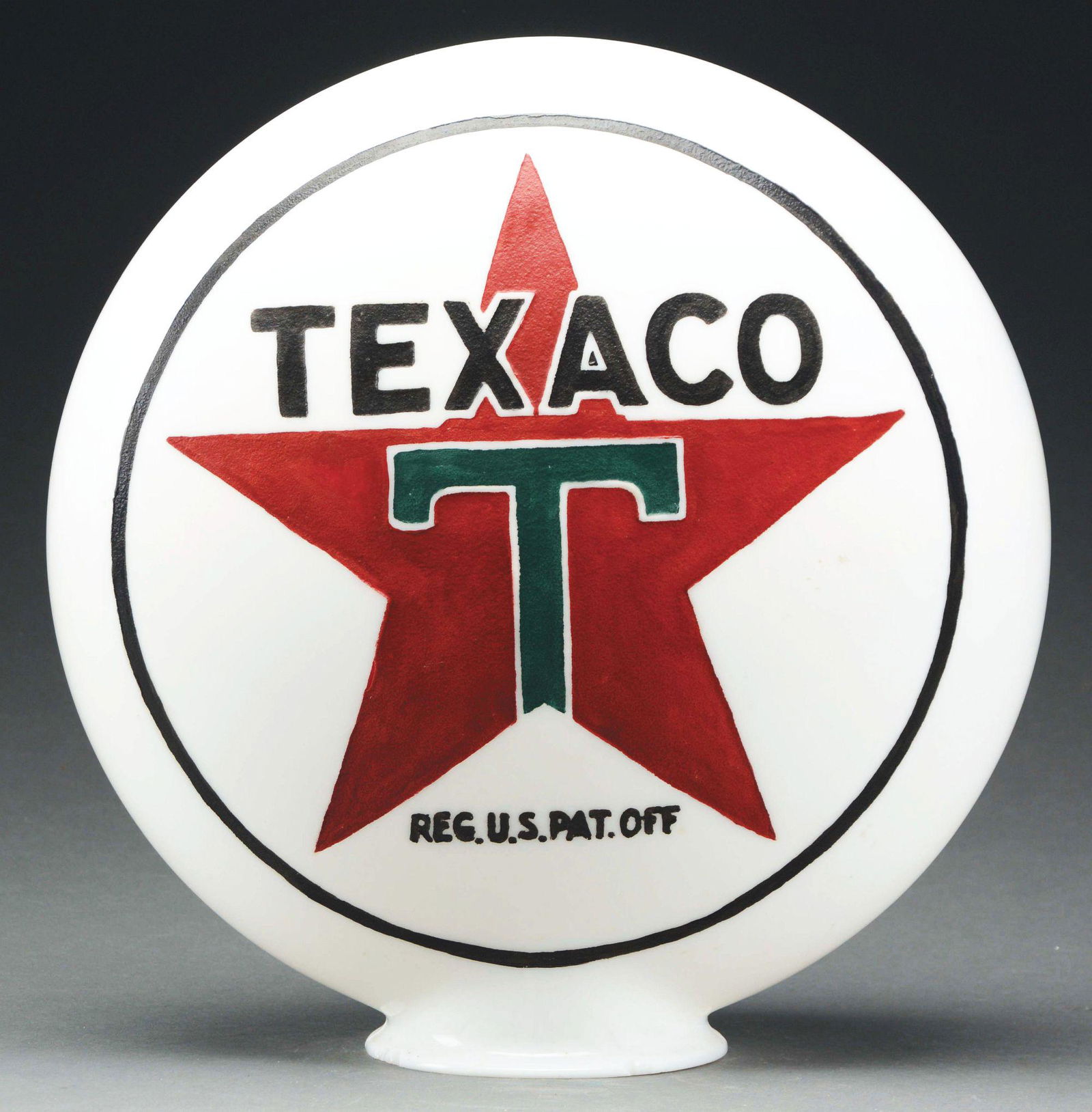 Texaco Gasoline One Piece Etched Globe W/ Star Graphic. (1 of 3)