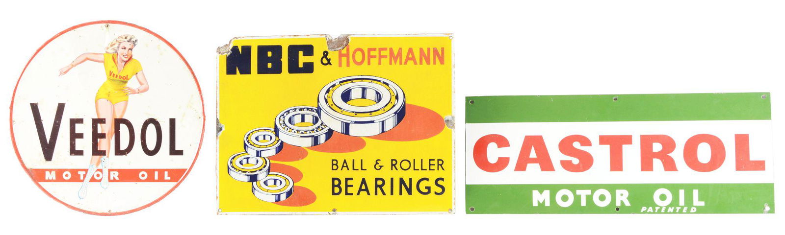 Lot Of 3: Porcelain & Tin Automotive Advertising (1 of 2)