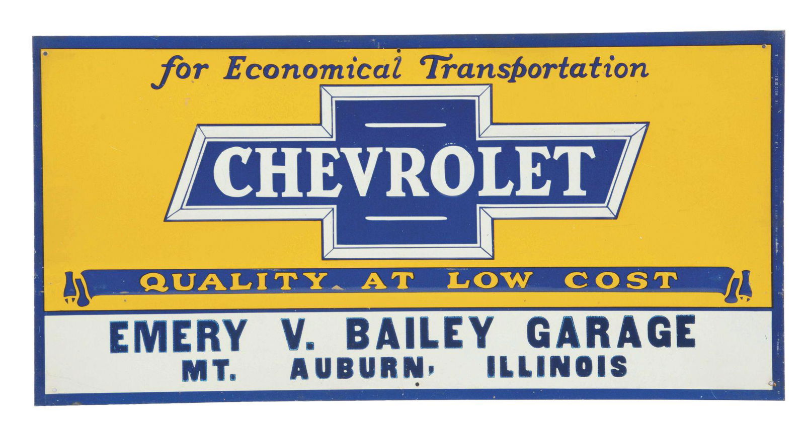 Chevrolet Quality At Low Cost Embossed Tin Tacker Sign. (1 of 2)