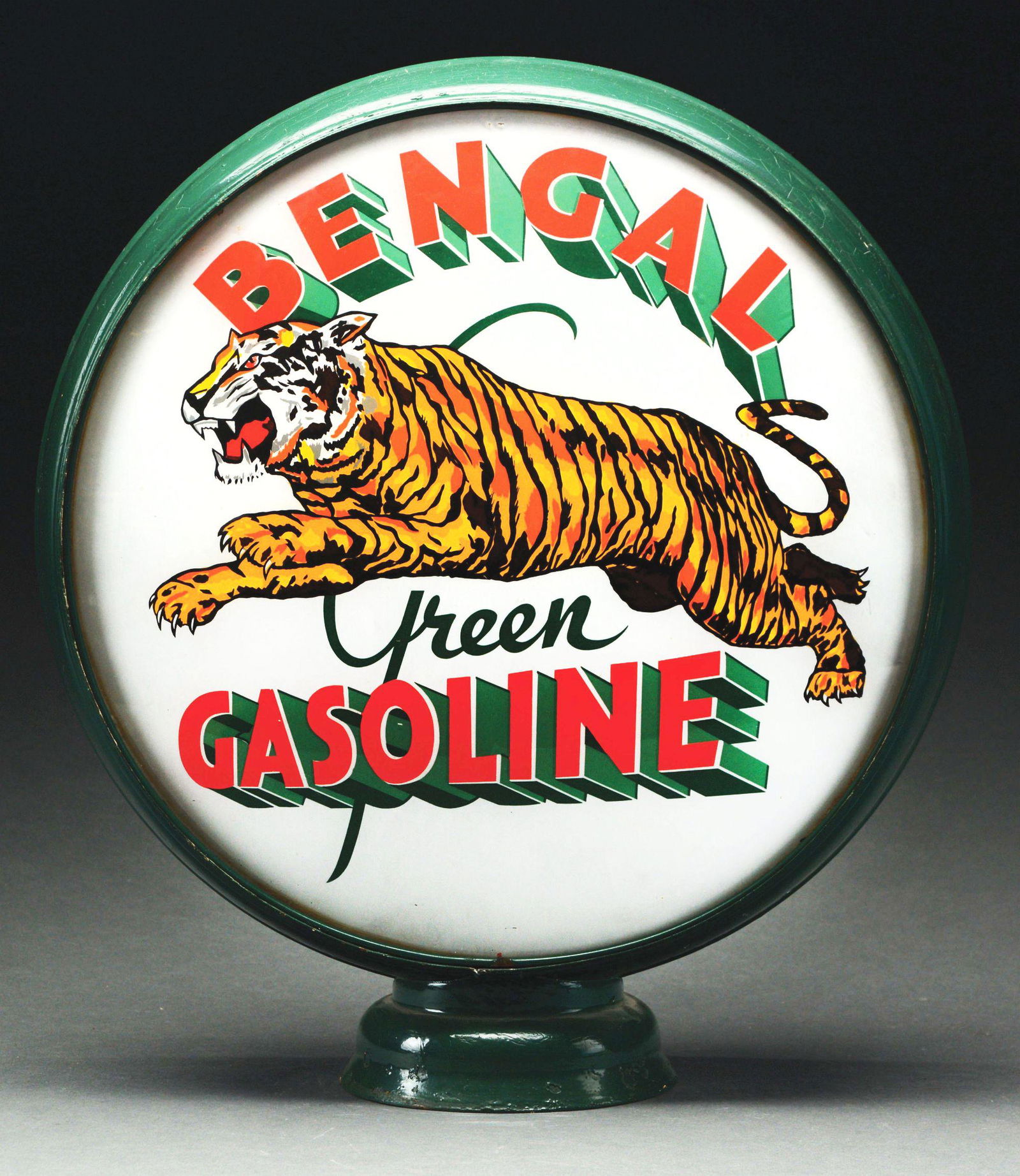 Rare Bengal Green Gasoline 15" Single Globe Lens On (1 of 2)
