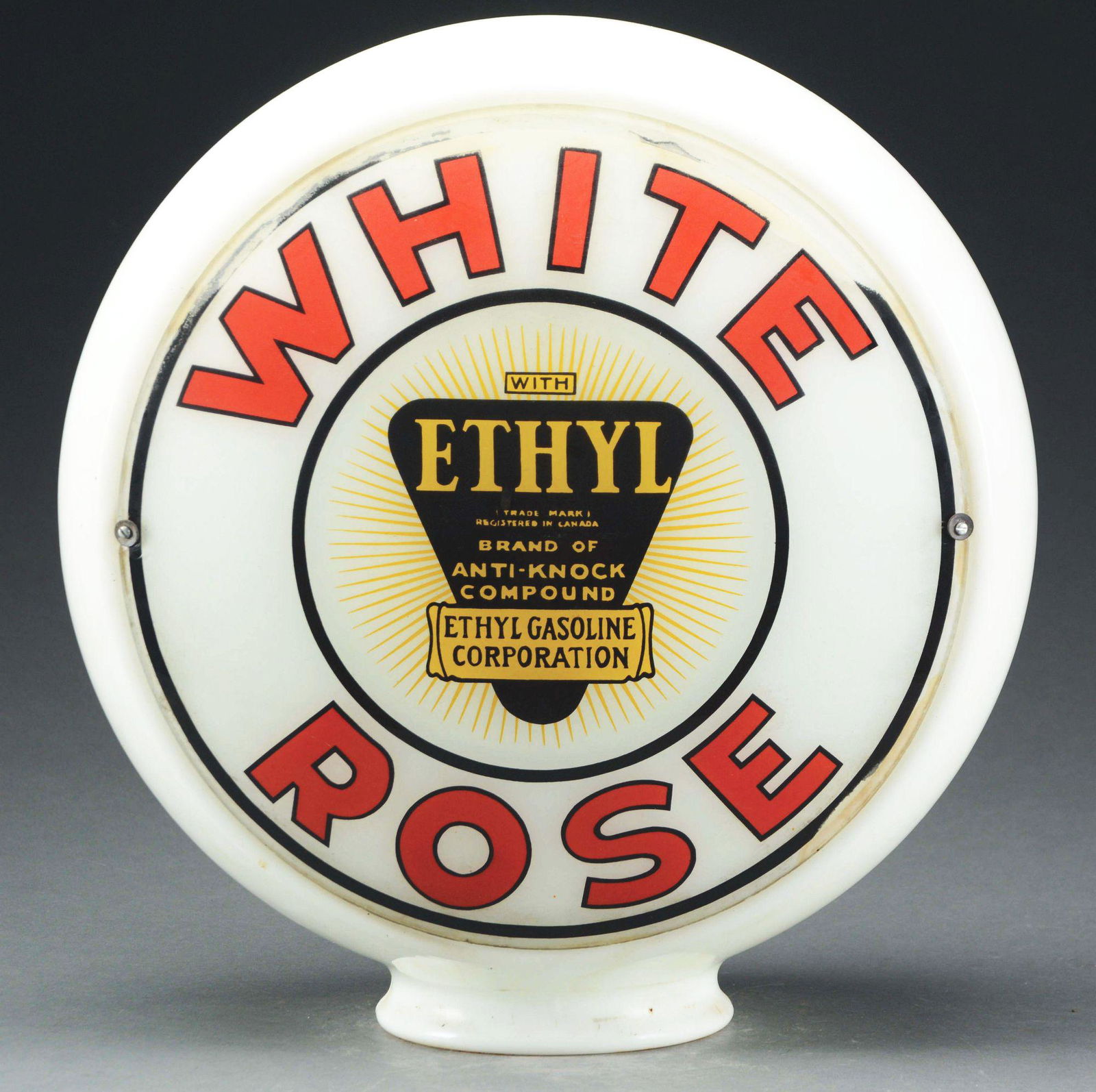 White Rose Ethyl Gasoline Complete 13.5" Globe On Wide (1 of 3)