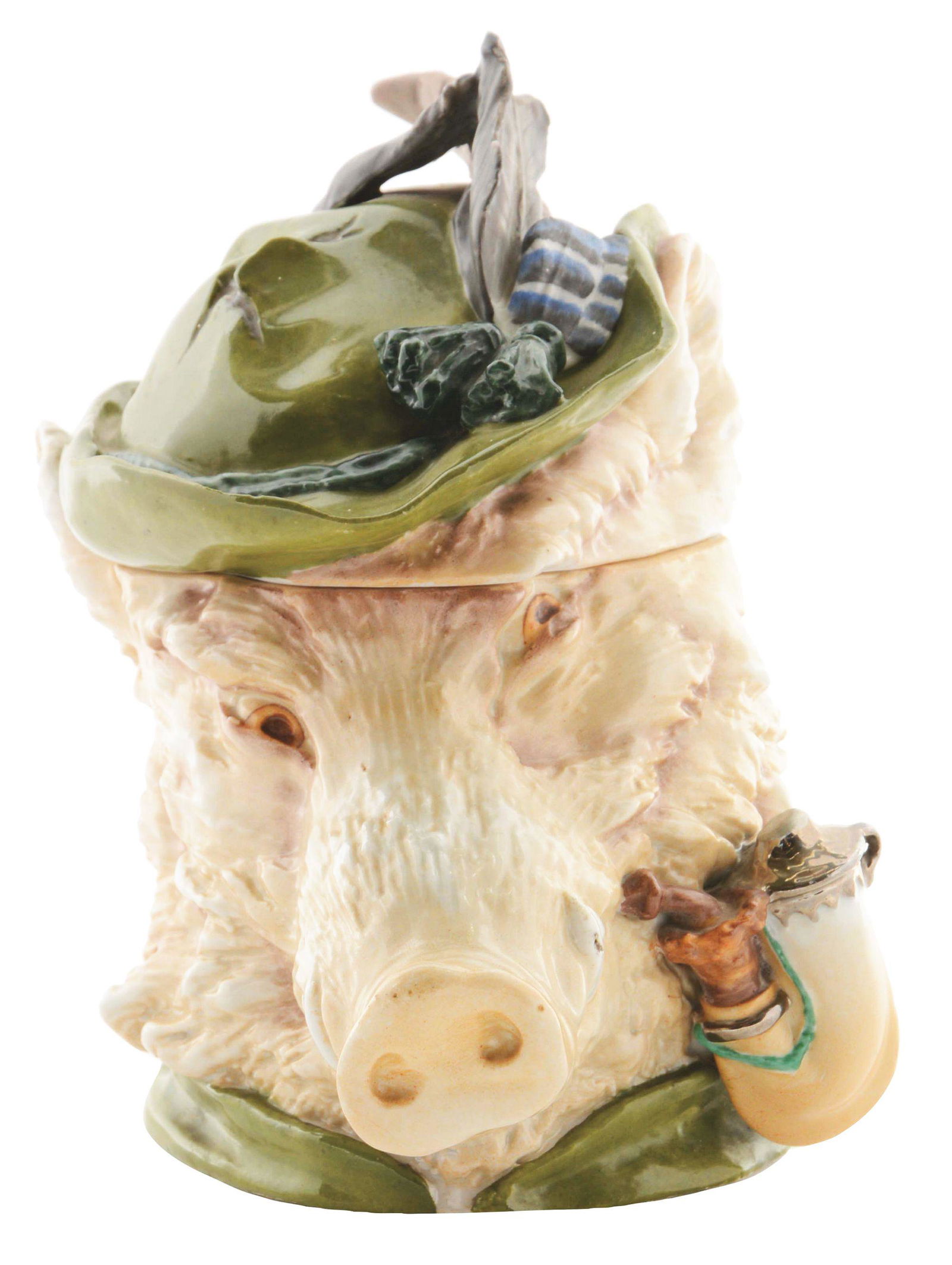 Early Mustershutz Porcelain Boar Beer Stein. (1 of 4)