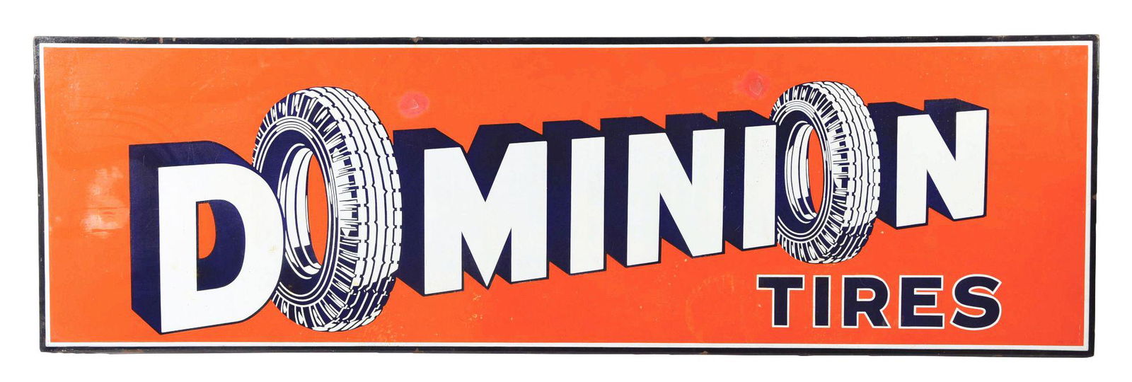 Rare Dominion Tires Porcelain Sign W/ Tire Graphics & (1 of 2)