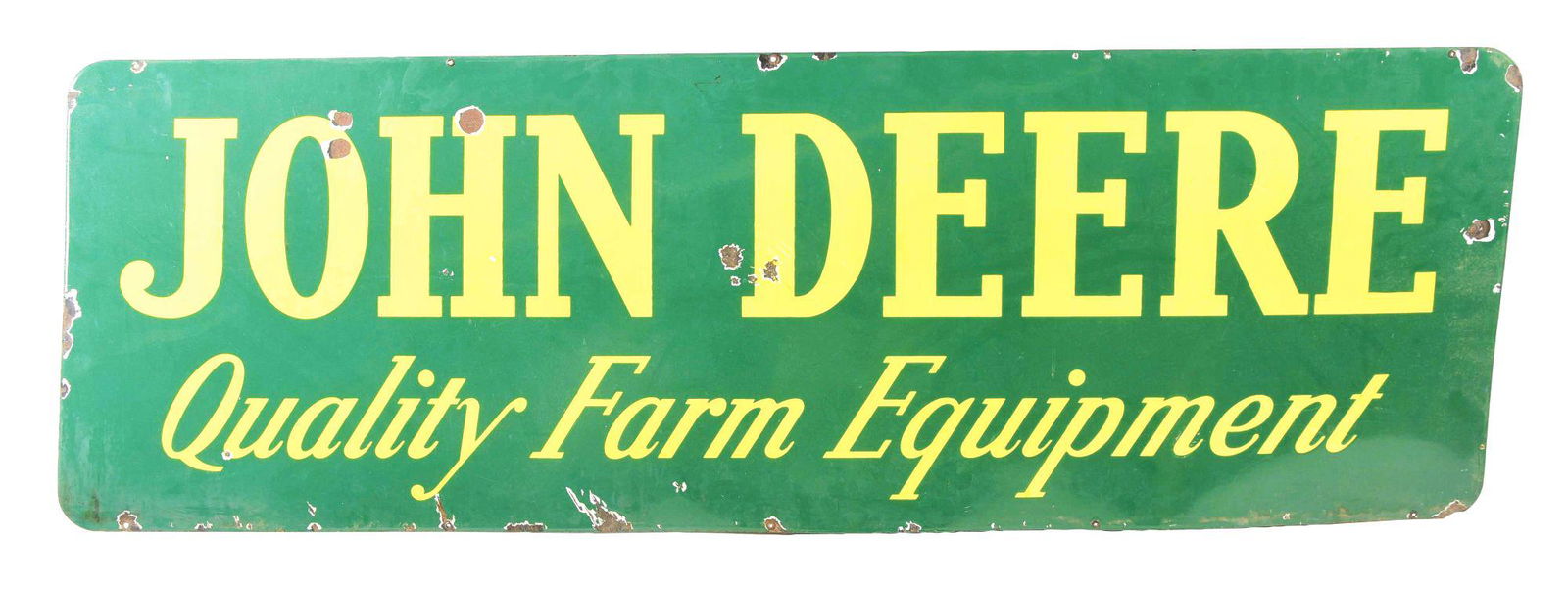 John Deere Quality Farm Equipment Porcelain Sign. (1 of 2)