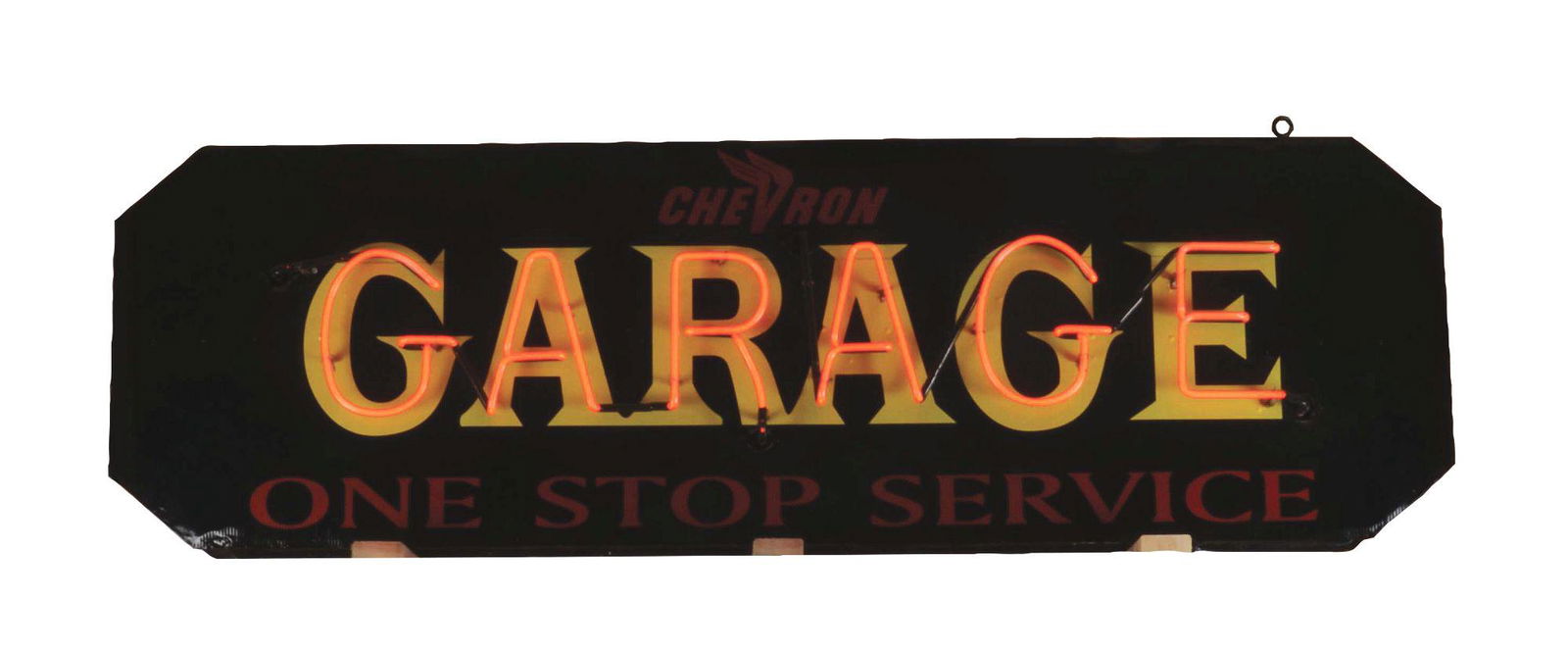 Restored Chevron Garage One Stop Shop Tin Neon Sign On (1 of 4)