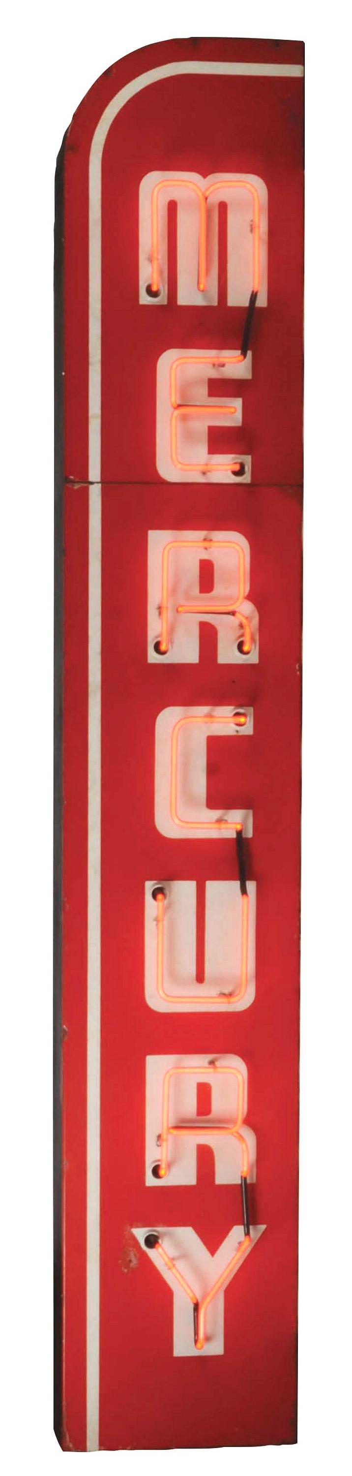 Mercury Motor Cars Porcelain Neon Sign On Metal Can. (1 of 2)