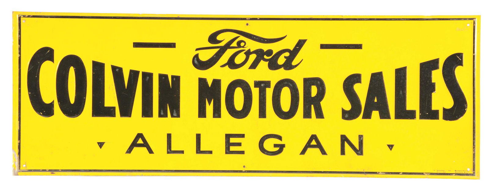 Colvin Ford Motor Sales Embossed Tin Sign. (1 of 2)