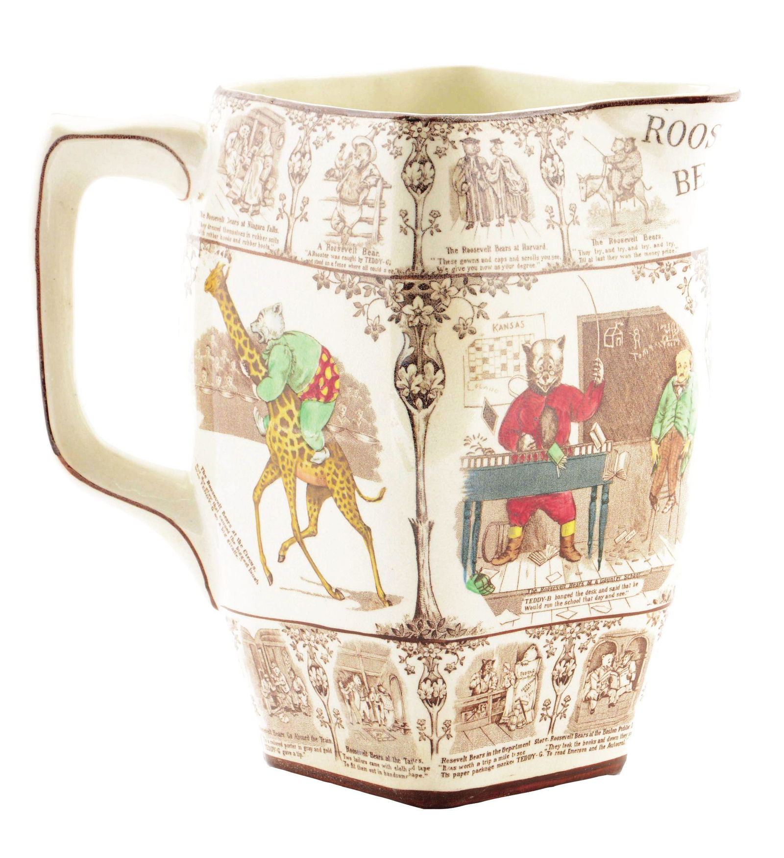 Early Buffalo Pottery Roosevelt Bears Pitcher. (1 of 4)