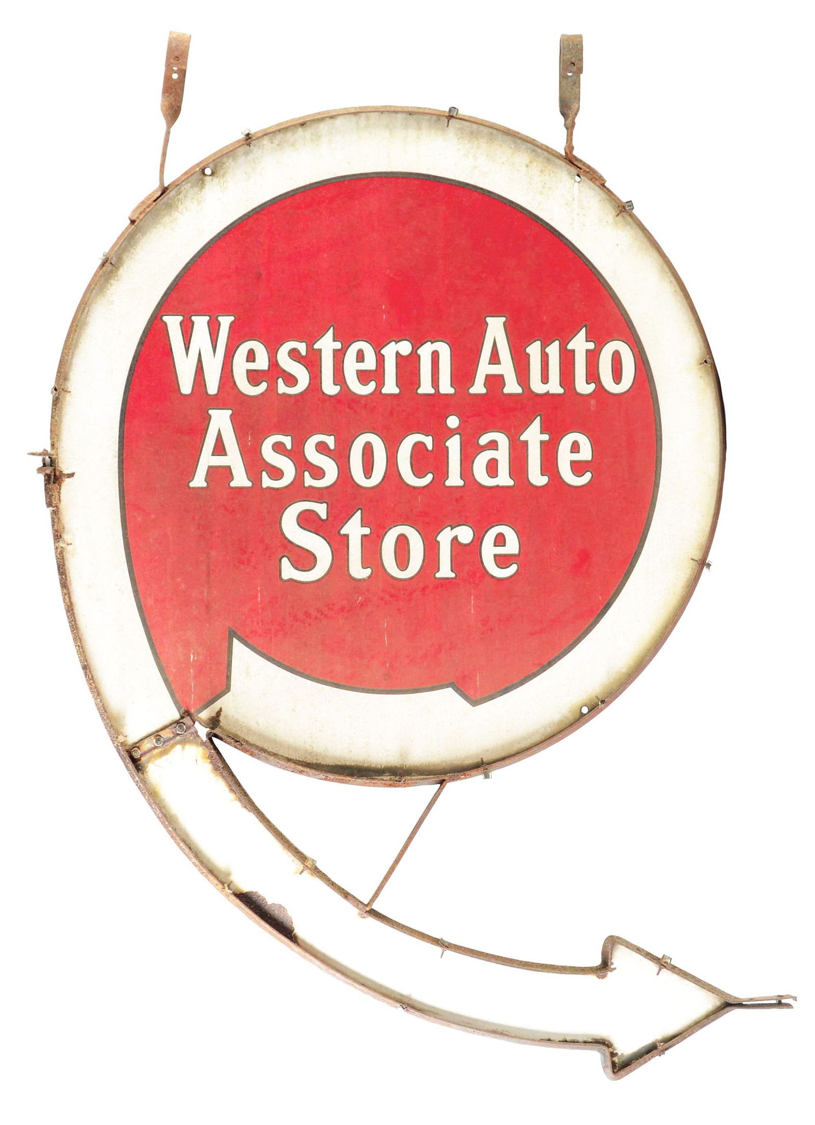 Western Auto Associate Store Die Cut Porcelain Sign W/ (1 of 2)
