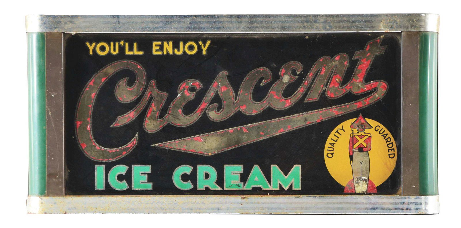 You'll Enjoy Crescent Ice Cream Reverse Painted Glass (1 of 2)