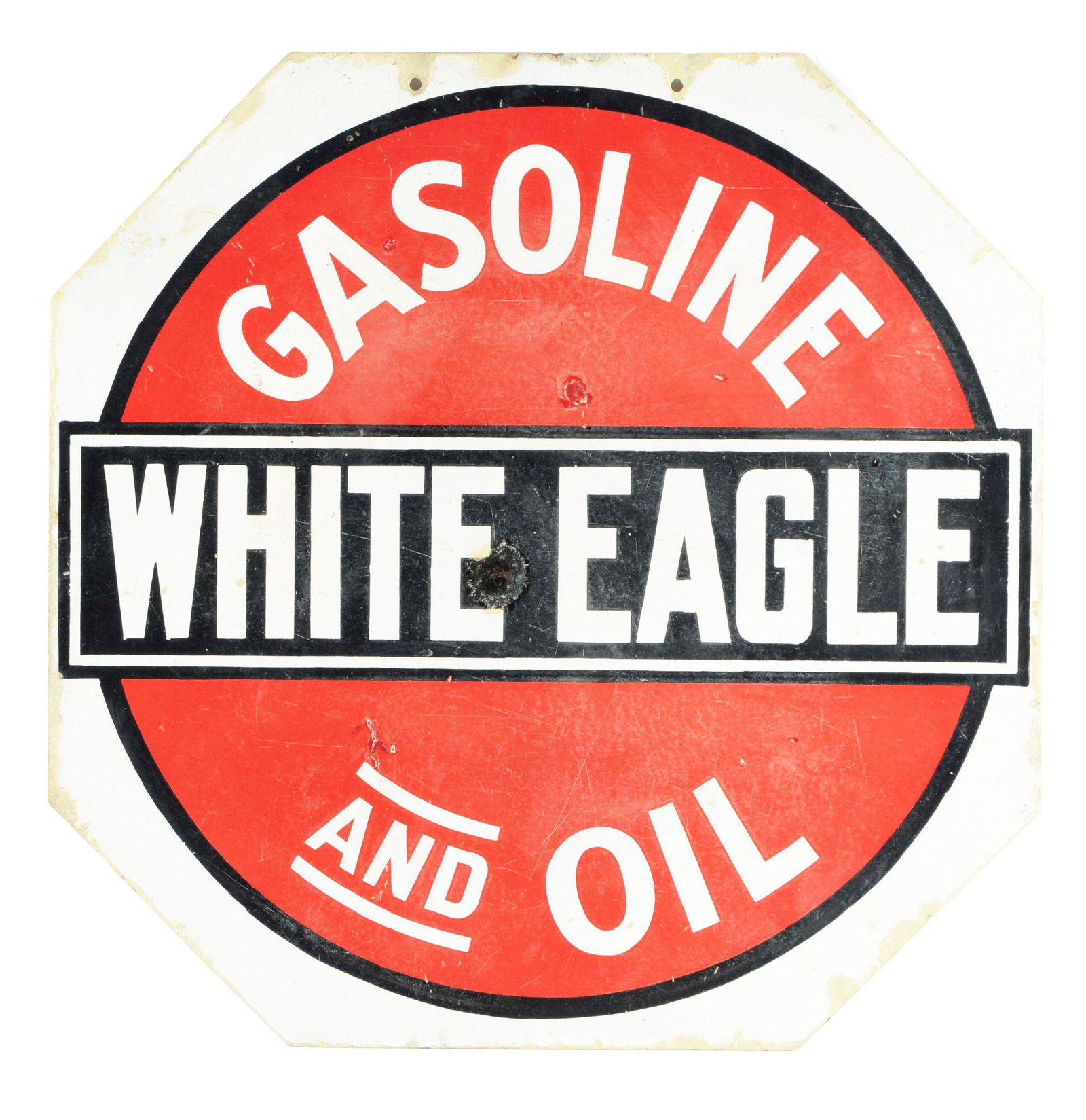 White Eagle Gasoline & Motor Oil Porcelain Curb Sign. (1 of 2)