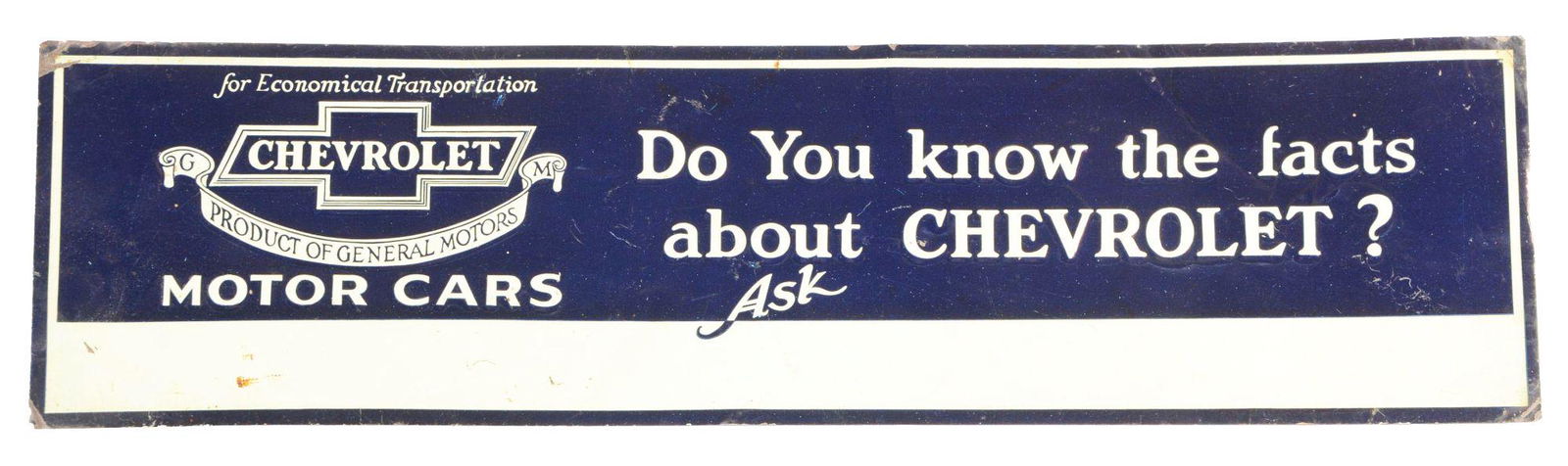 Chevrolet Motor Cars Embossed Tin Sign W/ Bow Tie (1 of 2)