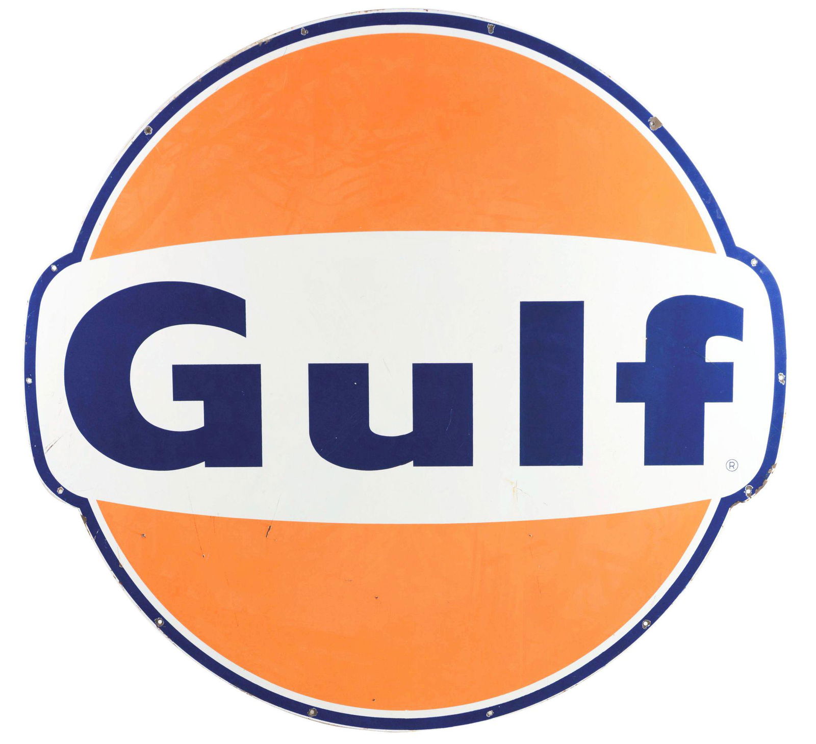 Gulf Gasoline Porcelain Service Station Sign. (1 of 2)
